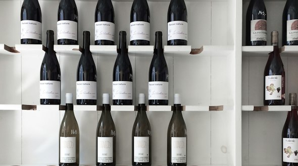 A selection of wines displayed on shelves
